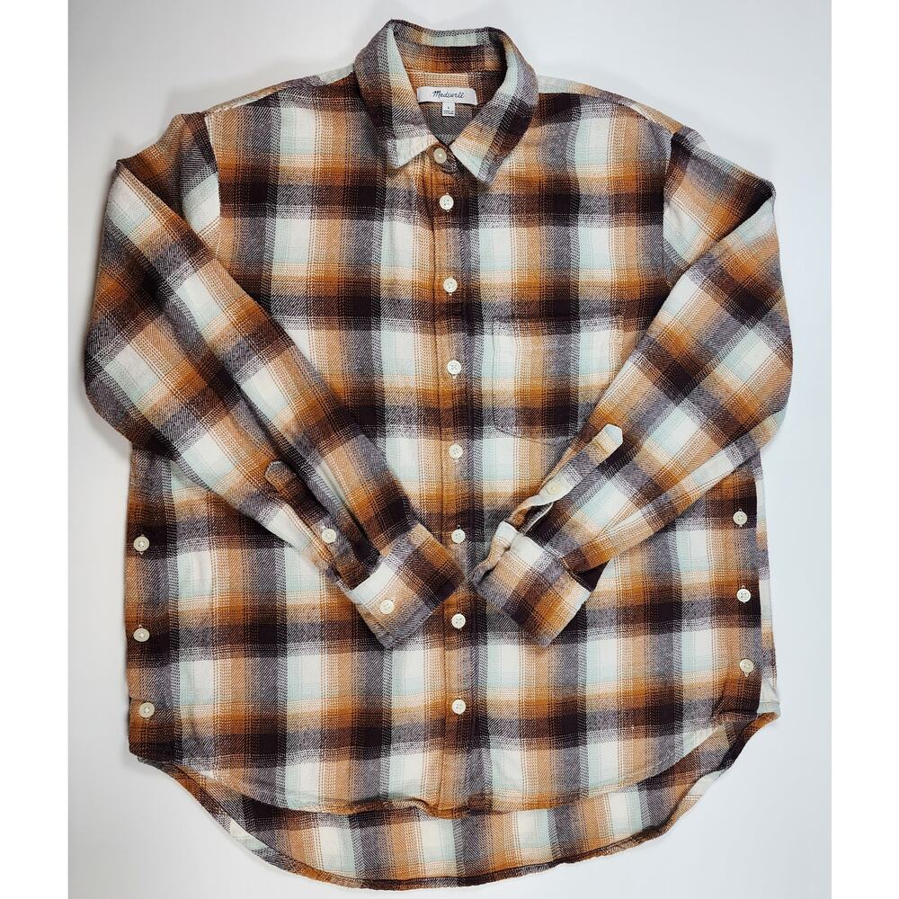 Madewell Plaid Flannel Y2K Button Front Casual Grunge Oversized Shirt S - Picture 3 of 9